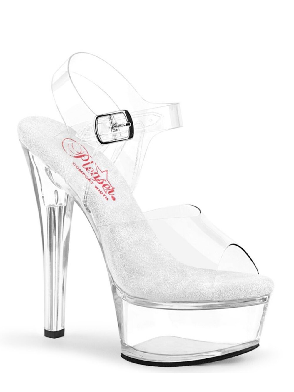 Pleaser Gleam 608 Clear Platform Sandal Heels